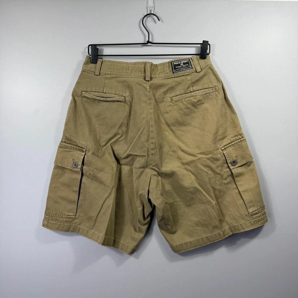 Polo Sport Cargo Shorts Mens 32 Beige Cotton Canvas Utility Pockets Outdoor